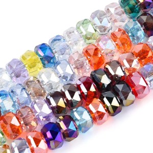 KSZ79 Koraliki szklane RONDELLE OPONKA OPONKI 8mm mix kryształowe AB 10szt