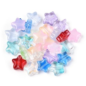 KG18 Koraliki szklane gwiazdki opalizujące 20szt wielokolorowe miks piękne