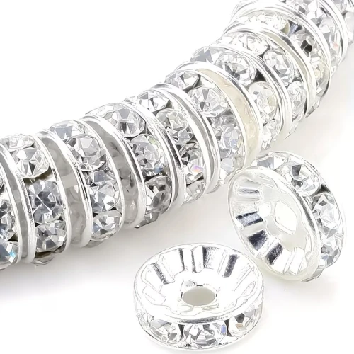 PC1 Przekładki koraliki z cyrkoniami 8mm kółko cyrkonie szklane crystal 20szt