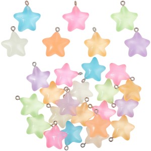 ZAW289 Zawieszki gwiazdka gwiazdy żelowe świecą w nocy MIX 5szt