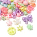 KOK204 Koraliki akrylowe MIX kształtów kokardka motylki kwiatuszki 25g kolorowe