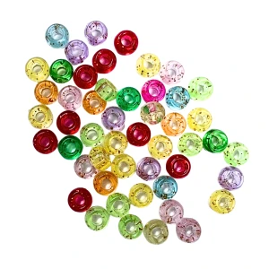 KOP144 Koraliki kandi oponki MINI akryl 7mm z brokatem pony bead 100szt