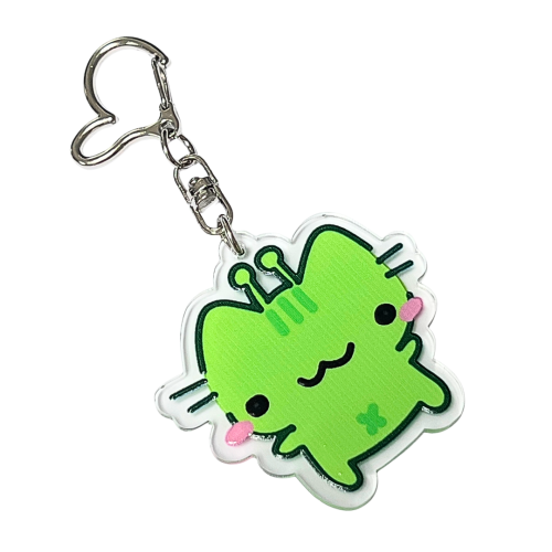 BHM17 Brelok breloczek akrylowy 9cm Hand Made Basilleaf cat kotek zielony