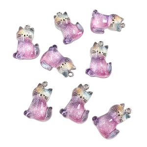 ZAW292 Zawieszki z żywicy 26mm kotek KITTY kotki rainbow 2szt 