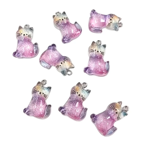 ZAW292 Zawieszki z żywicy 26mm kotek KITTY kotki rainbow 2szt