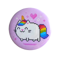 PRZ91 Przypinka button badzik Kotek rainbow jednorożec pixel art 58mm L