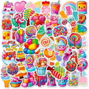W250 Naklejki laminowane WLEPY mini wlepki lizaki słodycze cute cukierki 50szt