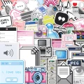 W251 Naklejki WLEPY pixel art na kompter laptop informatyk 52szt