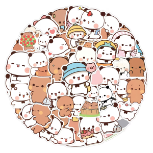 W253 Naklejki laminowane WLEPY wlepki Bubu Dudu misie przyjaciele BFF 50szt