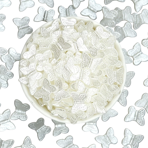 PER31 Koraliki akrylowe perłowe motylki motyl motyle 16mm kremowe coquette 10szt