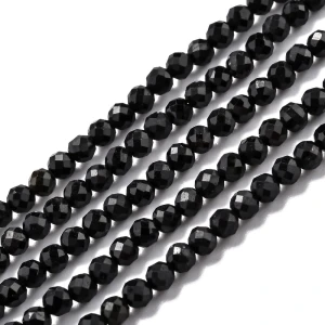 KN73 TURMALIN czarny z Brazylii koraliki fasetowane 2,7-3mm 20szt ochrona kamień