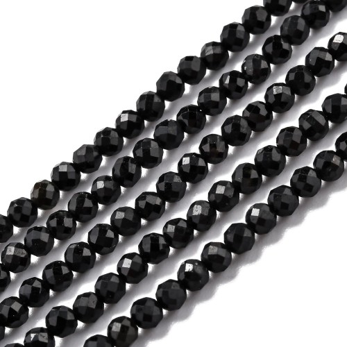 KN73 TURMALIN czarny z Brazylii koraliki fasetowane 2,7-3mm 20szt ochrona kamień