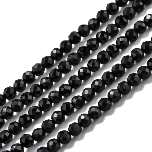 KN73 TURMALIN czarny z Brazylii koraliki fasetowane 2,7-3mm 20szt ochrona kamień