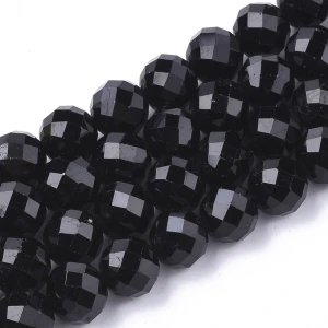KN74 TURMALIN czarny z Brazylii koraliki fasetowane 4-4,5mm 10szt ochrona kamień