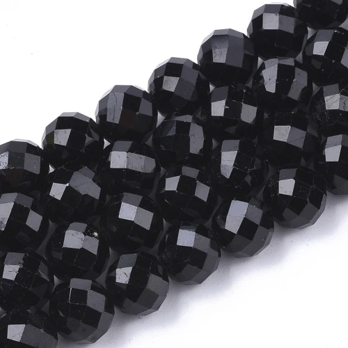 KN74 TURMALIN czarny z Brazylii koraliki fasetowane 4-4,5mm 10szt ochrona kamień
