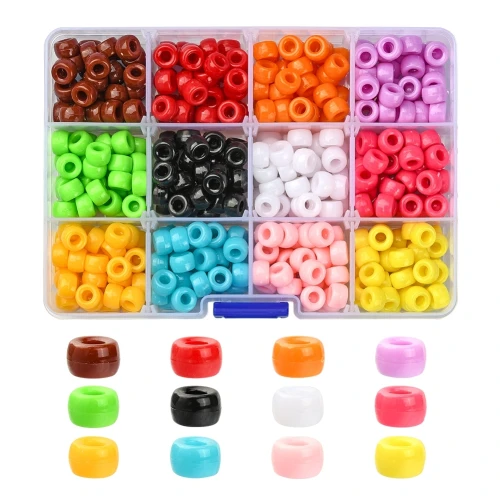 KOP145 Zestaw koralików kandi oponki akryl 9mm warkoczyki bransoletki pony beads 480szt
