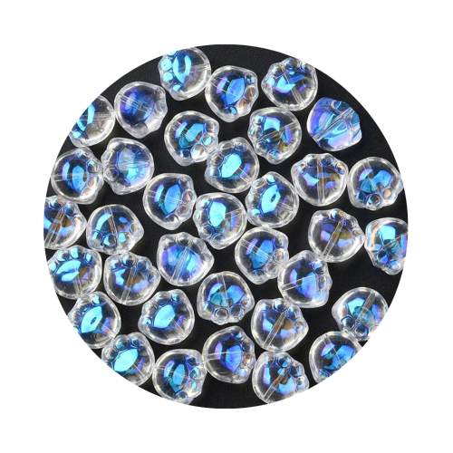 KSZ82 Piękne koraliki szklane KOTEK kocia łapka 5szt opalizujące