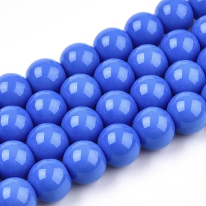OPQ111 Koraliki szklane barwne 10mm 10szt pełny kolor niebieskie kobalt