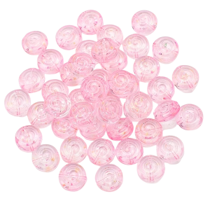 KSZ84 Koraliki szklane opalizujące spirala wir lollipop lizak 5szt różowe