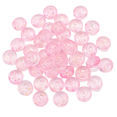 KSZ84 Koraliki szklane opalizujące spirala wir lollipop lizak 5szt różowe