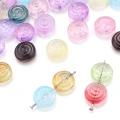 KSZ84 Koraliki szklane opalizujące spirala wir lollipop lizak 5szt różowe