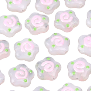 KOK205 Koraliki naruto ręcznie malowane żywica kwiatek anime 5szt białe