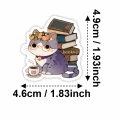 W254 Naklejki laminowane WLEPY wlepki kotek kotki books czytanie książki 50szt