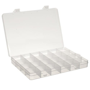 ORG10 Plastikowy pojemnik pudełko organizer 130x190mm zawiera 24 komórki