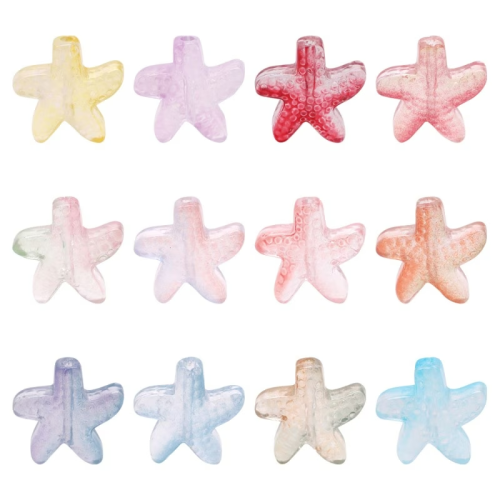 KSZ85 Koraliki szklane rozgwiazda rozgwiazdy miks kolorów 5szt