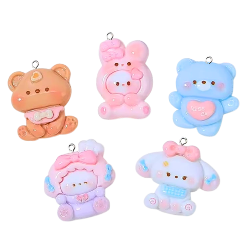 ZAW298 Zawieszka żywica jellycat miś królik zwierzątka cute miks 5szt