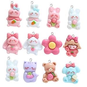 ZAW299 Zawieszka żywica jellycat miś królik zwierzątka cute miks 5szt