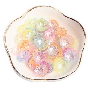 KOK206 Koraliki KWIATKI kwiatuszki przekładka kapturki 10mm opalizujące 30szt