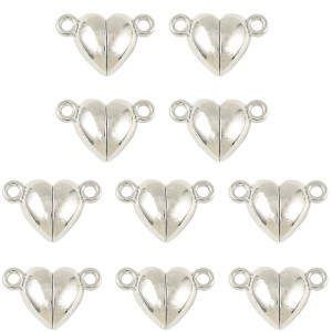 ZM2 Zestaw półfabrykatów elementów SERDUSZKA zapięcia magnetyczne 5szt platynowe 