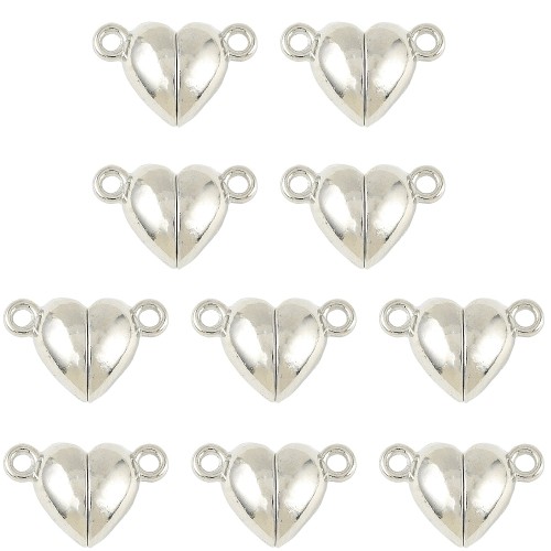 ZM2 Zestaw półfabrykatów elementów SERDUSZKA zapięcia magnetyczne 5szt platynowe