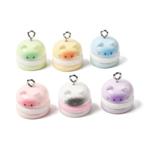 ZAW301 Zawieszka żywica jellycat kotek burger zwierzątka cute miks 5szt