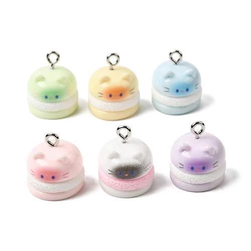 ZAW301 Zawieszka żywica jellycat kotek burger zwierzątka cute miks 5szt
