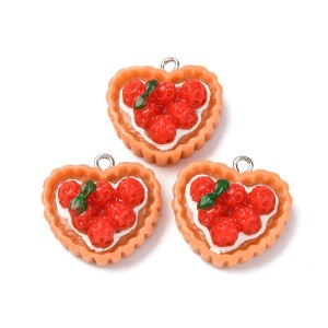 ZAW302 Zawieszki akrylowe z żywicy ciastko tarta truskawka KAWAII 2szt