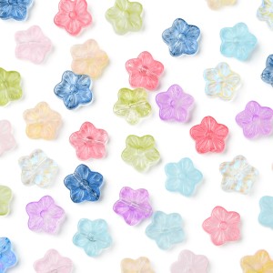KSZ86 Koraliki szklane kwiatki kwiatuszki kwiatek miks kolorów 10szt