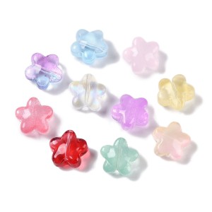 KSZ87 Koraliki szklane kwiatki kwiatuszki kwiatek miks kolorów 10szt