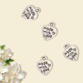 ZAW305 Zawieszki metalowe MADE WITH LOVE znacznik metka stare srebro 10szt