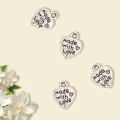 ZAW305 Zawieszki metalowe MADE WITH LOVE znacznik metka stare srebro 10szt