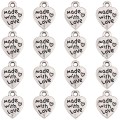 ZAW305 Zawieszki metalowe MADE WITH LOVE znacznik metka stare srebro 10szt