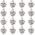 ZAW305 Zawieszki metalowe MADE WITH LOVE znacznik metka stare srebro 10szt