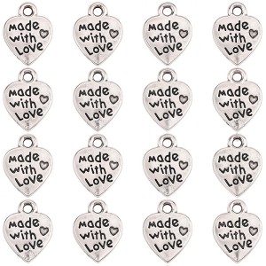 ZAW305 Zawieszki metalowe MADE WITH LOVE znacznik metka stare srebro 10szt