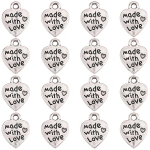 ZAW305 Zawieszki metalowe MADE WITH LOVE znacznik metka stare srebro 10szt