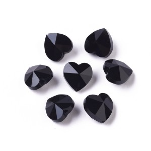 KSZ89 Koraliki szklane kryształowe serce serduszka 10szt czarne