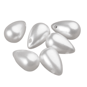 PER39 Koraliki akrylowe perłowe kropla łezka 13mm białe coquette 10szt
