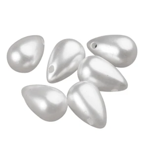 PER39 Koraliki akrylowe perłowe kropla łezka 13mm białe coquette 10szt