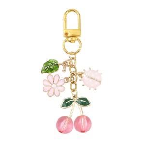 BRE15 Brelok breloczek różowa WISIENKA zawieszka Coquette BIEDRONKA