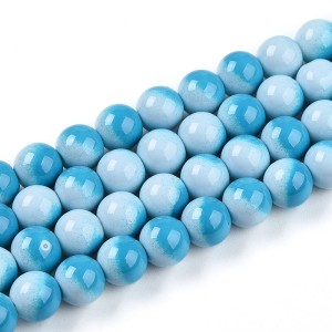 PLV9 Koraliki szklane ombre PASTELOVE 8mm 50szt akwarelki plamki turkus